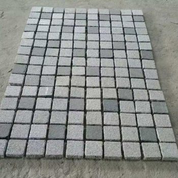 Flamed Anti Slip Grey Granite Cobble 10x10x3 Flat Stones Cube Paving Stone